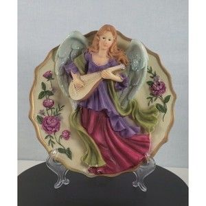 Handcrafted 3D Angel Plate Music Intrument Religious Heaven Collectible Decor